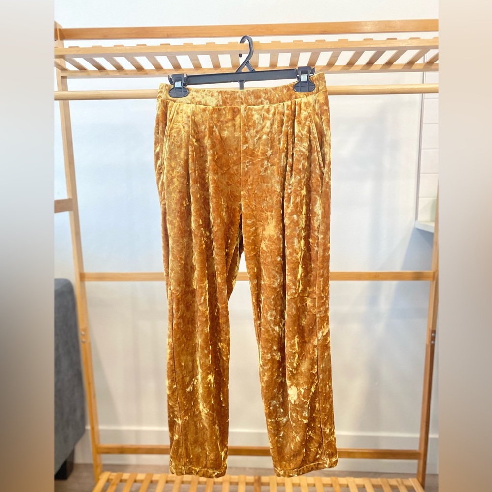 Velvet Yellow Fashion Pants
